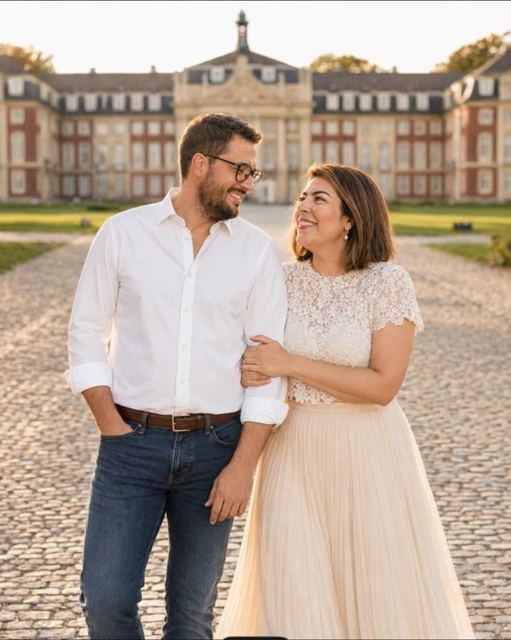 Anahita und Max vor dem Schloss in Münster